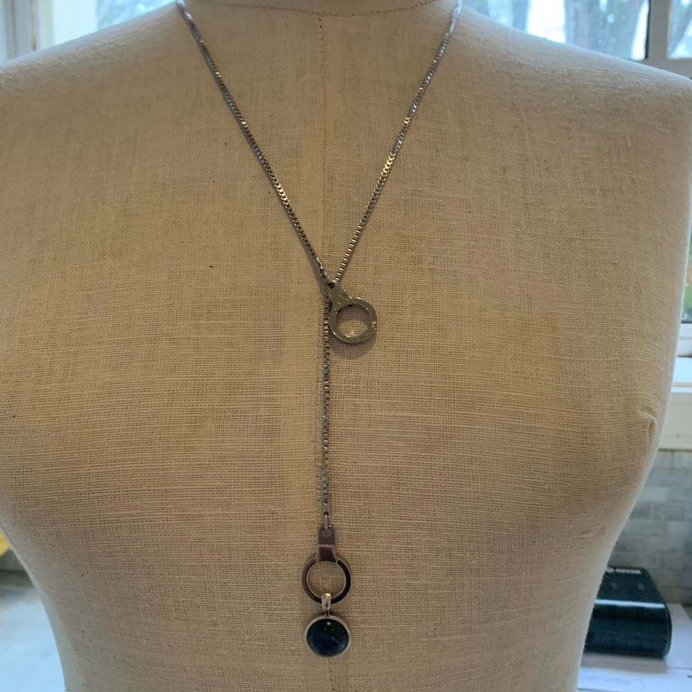 Air & Anchor Silver Double Cuff Keeper Necklace with two charms